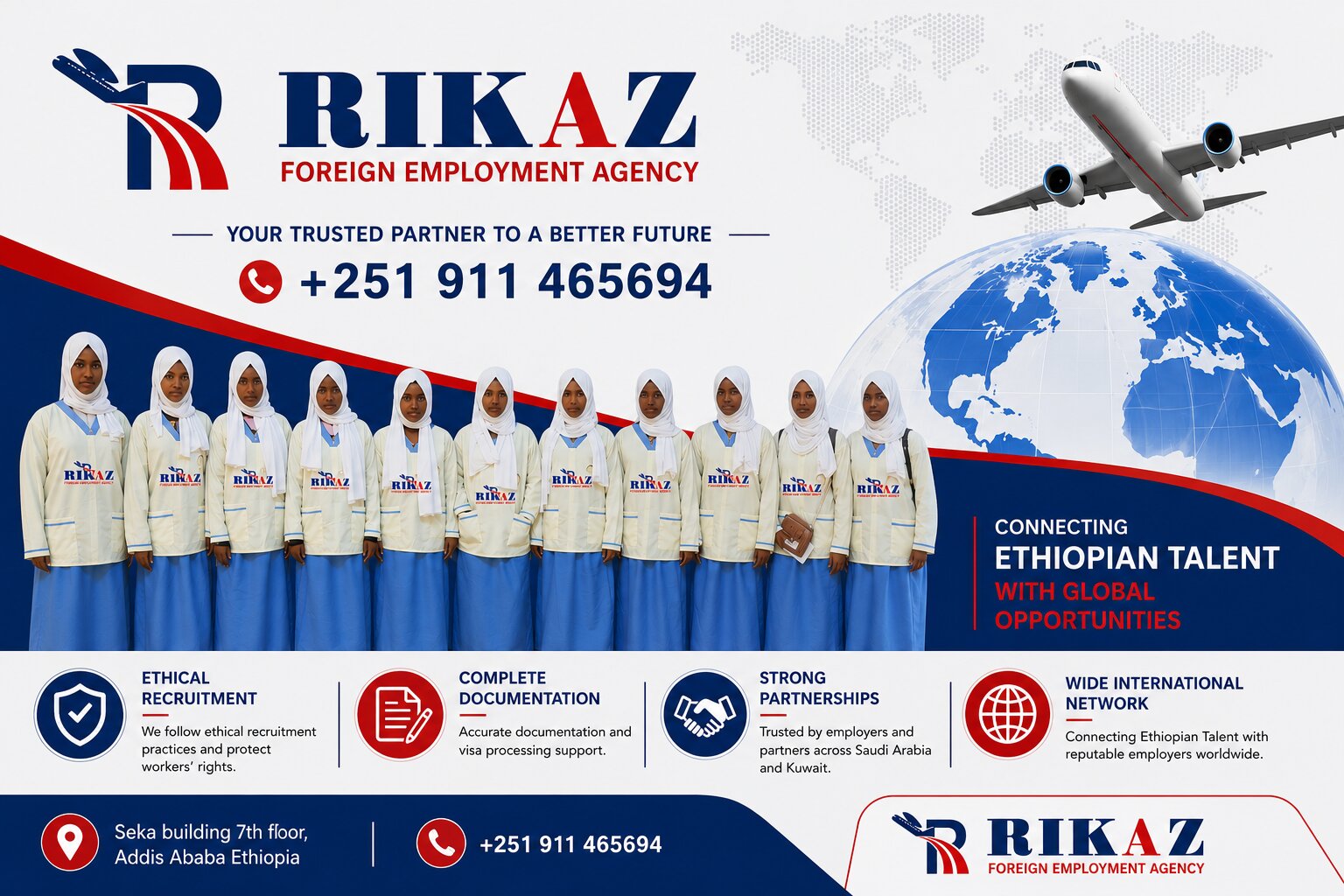 Professional workforce candidates prepared for overseas employment